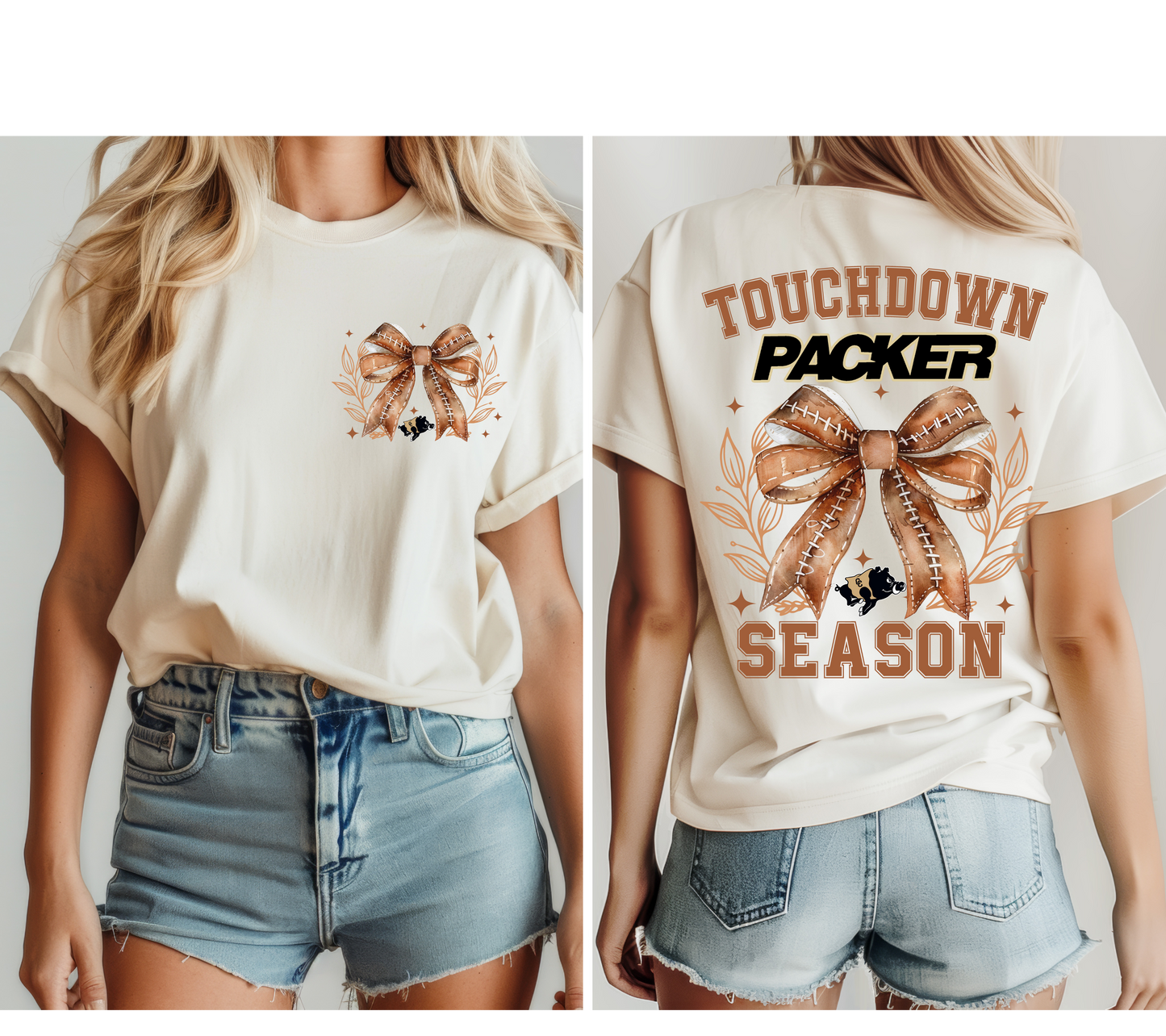 Adult Colquitt County Packers Football Touchdown Season Bow T-Shirt
