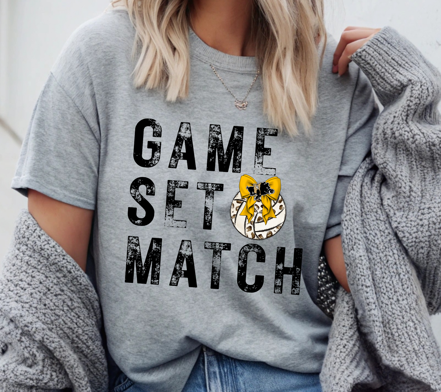 Packers Volleyball Game Set Match Volleyball Shirt | Leopard Print Ball with Yellow Bow (06blackinkn)