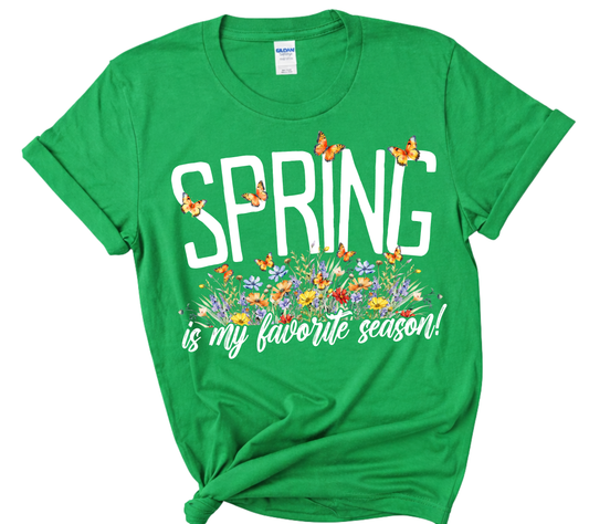 Spring Is My Favorite Season Shirt – Butterfly Floral Graphic Tee – Cute Spring Flowers T-Shirt for Women, Youth & Girls - 01