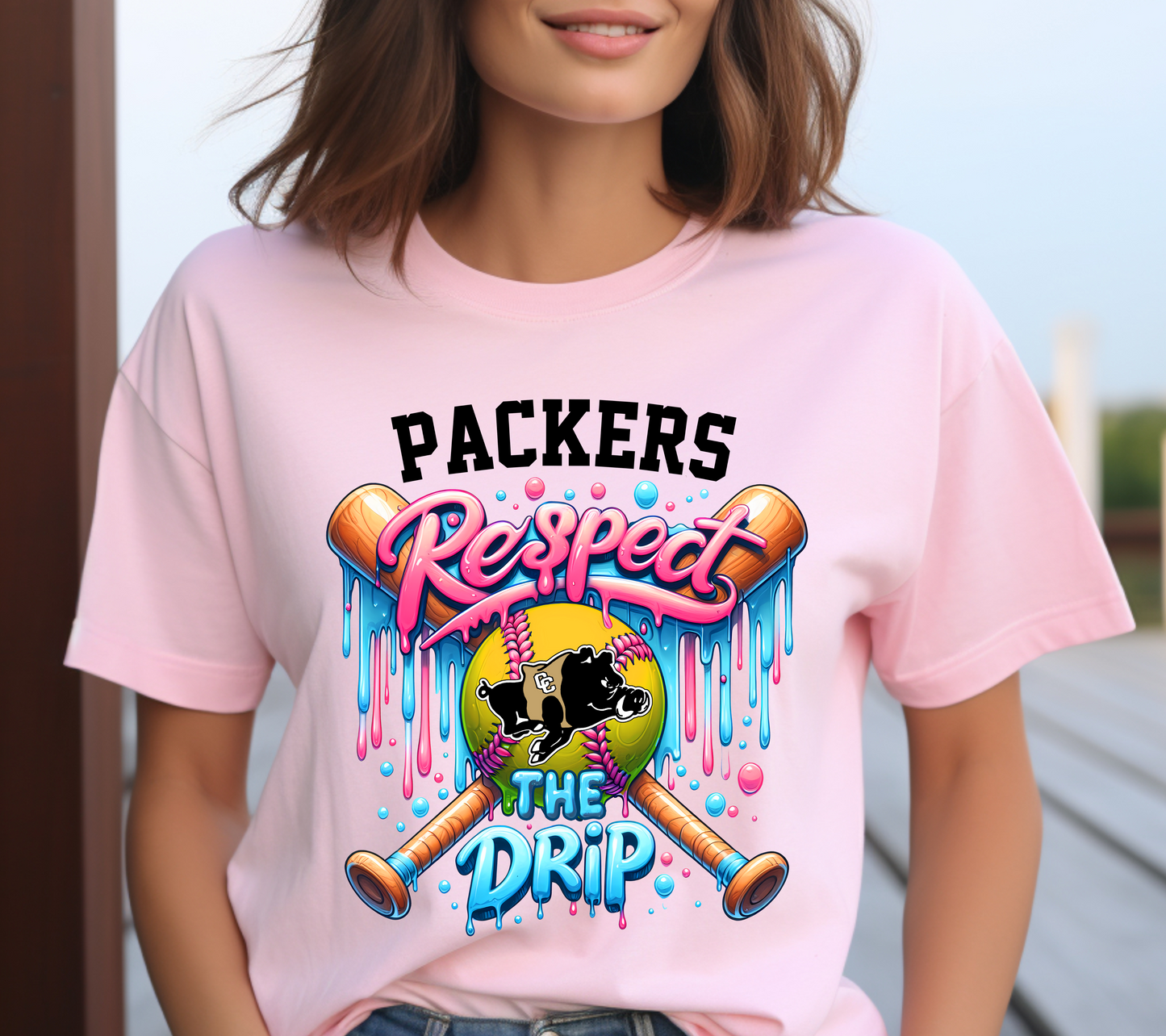 Colquitt County Packers Respect the Drip Softball T-Shirt – Bright Neon Game Day Spirit Tee (#05)