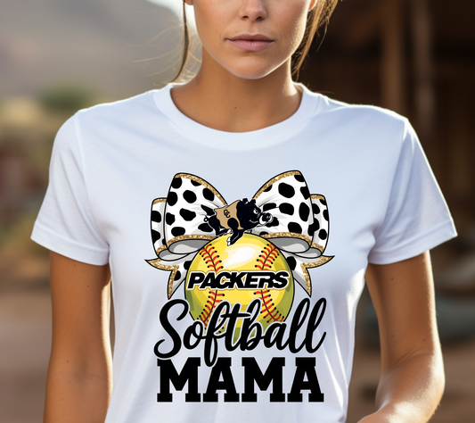 Colquitt County Packers Softball Mama T-Shirt – Cute Bow Game Day Spirit Tee (#07)