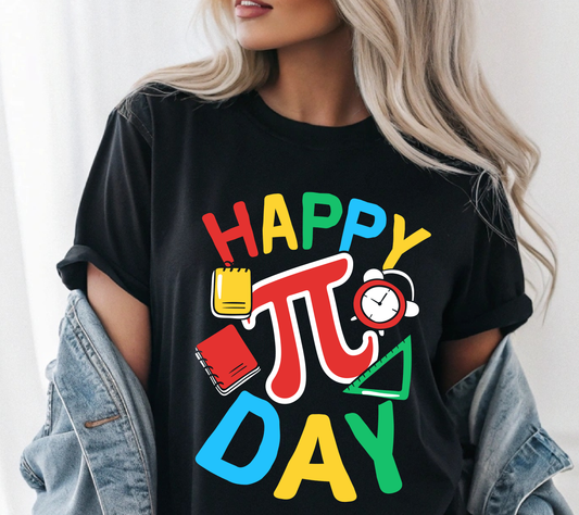 Happy Pi Day School Supplies Shirt Happy Pi Day Shirt – Colorful Math Teacher Shirt, Pi Symbol Graphic Tee, STEM Classroom Shirt, Math Lover Gift, March 14 Pi Day Tee