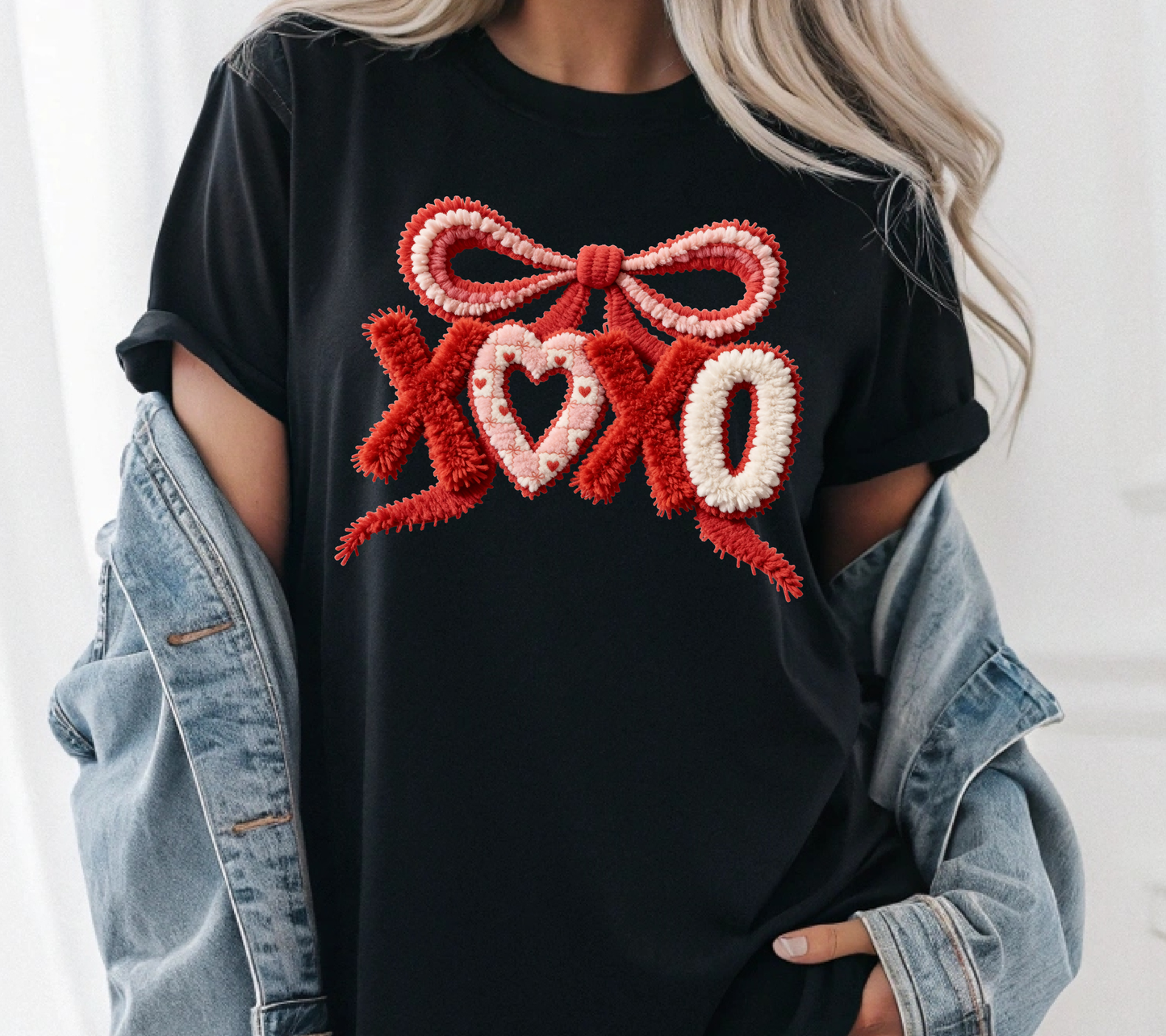 XOXO Valentine Shirt – Cute Valentine’s Day Bow & Heart Graphic T-Shirt | Short & Long Sleeve for Kids & Adults