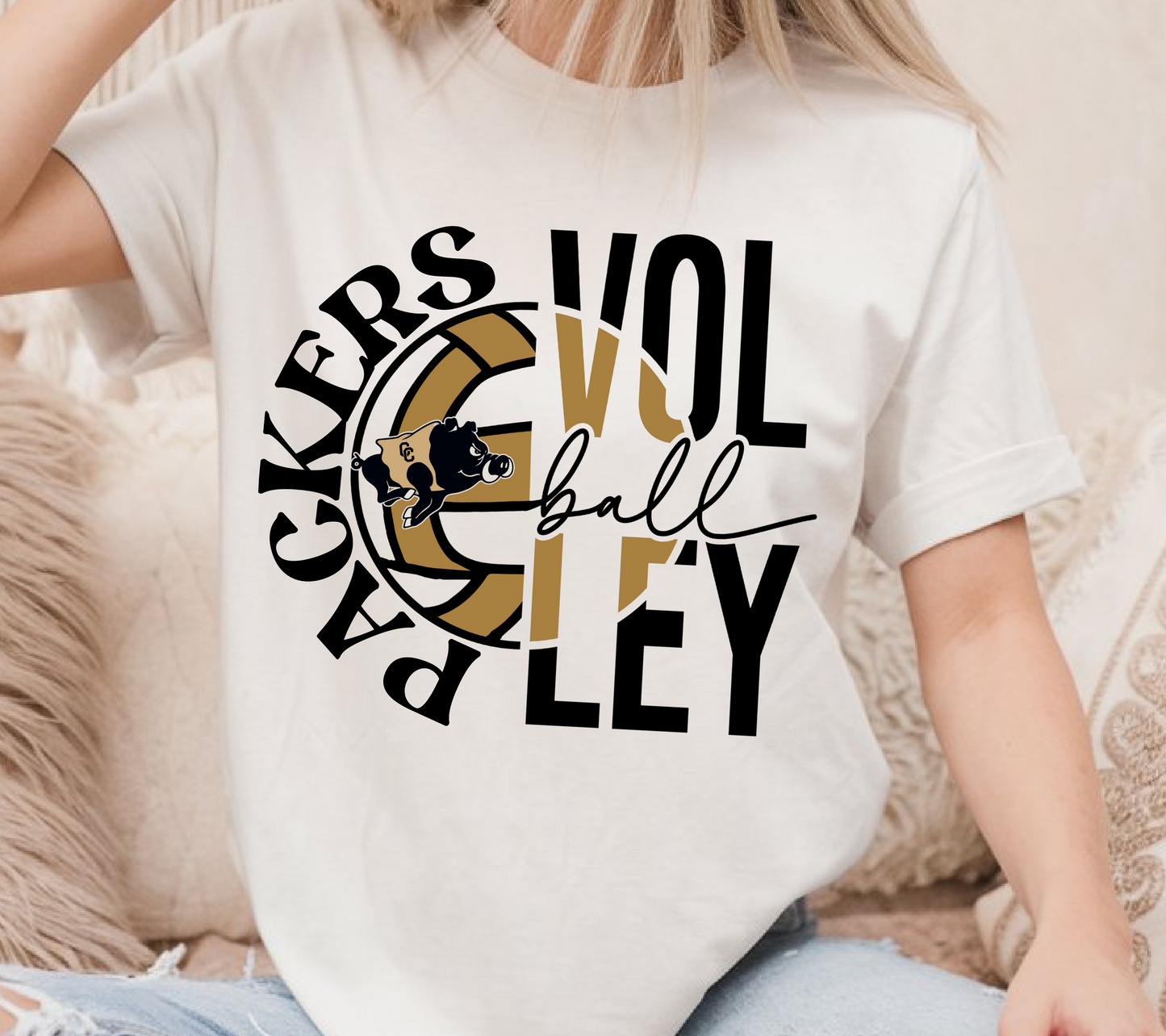 Colquitt County Packers Volleyball Spirit Shirt | Black & Gold Game Day Tee (14)