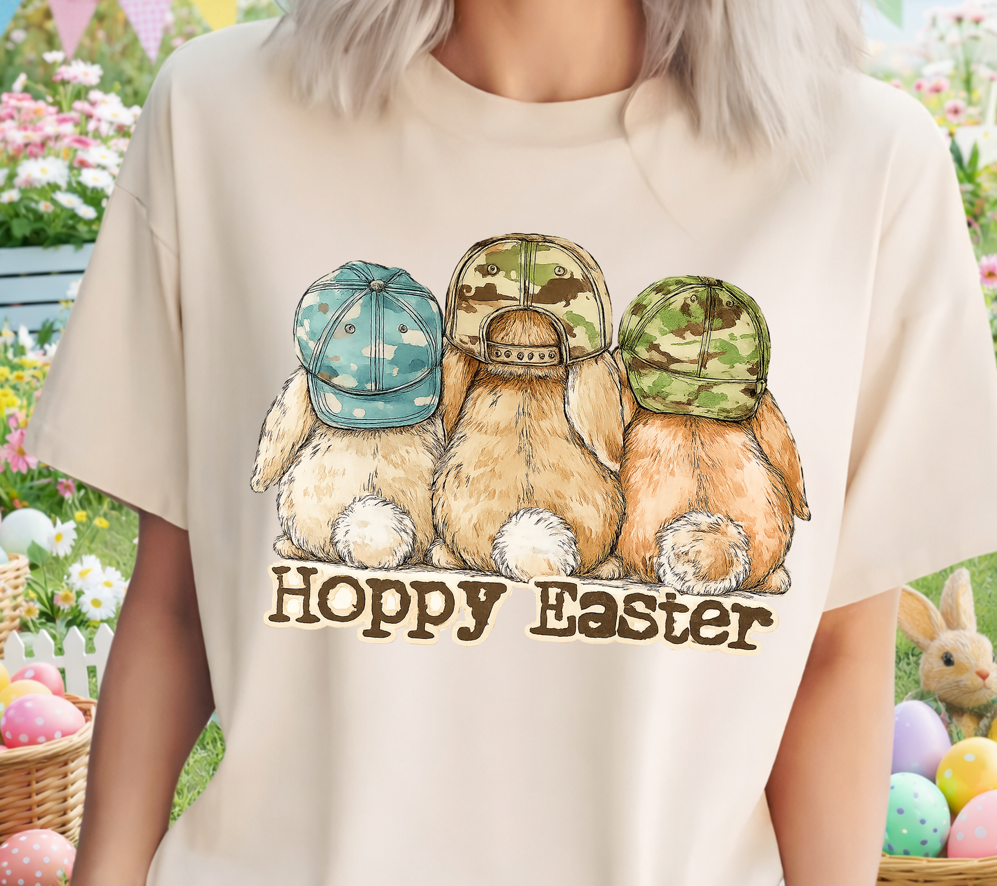 Easter 14 - Hoppy Easter Bunny Shirt – Cute Farmhouse Easter Tee – Matching Family Shirts for Kids & Adults – Spring Holiday Graphic T-Shirt
