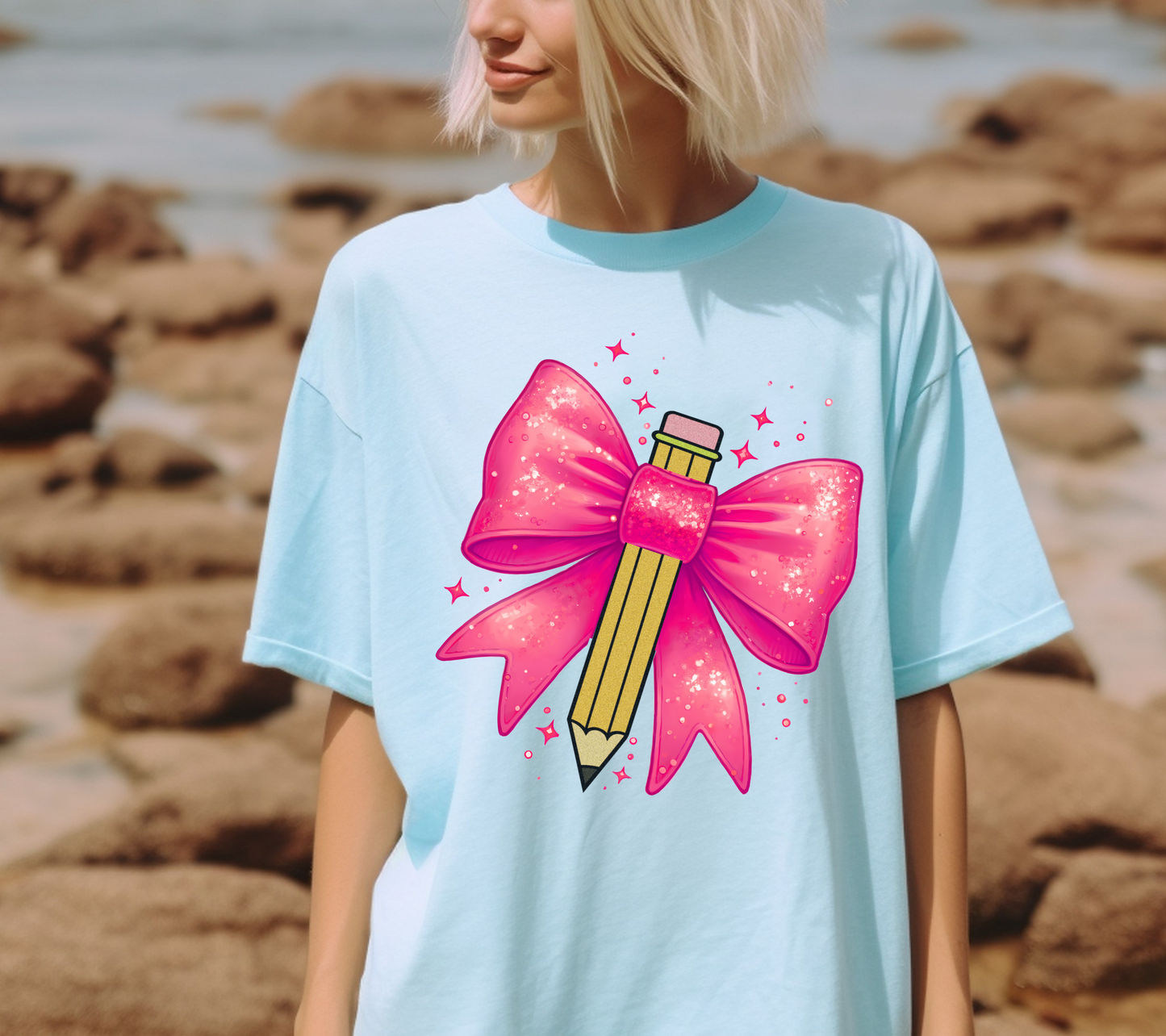 Pink Pencil Bow T-Shirt