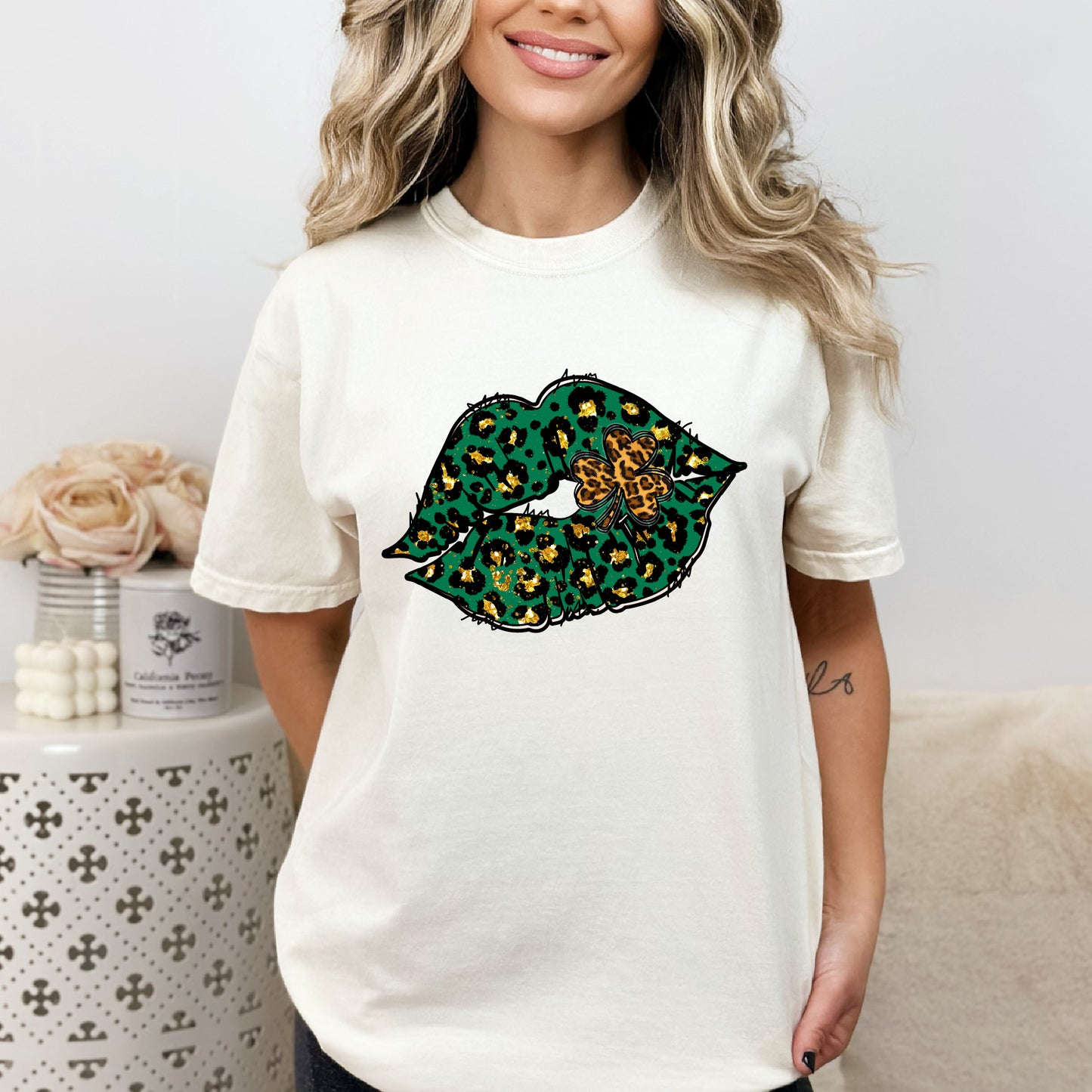 St. Patricks Day Shirt Cheetah Lips 19