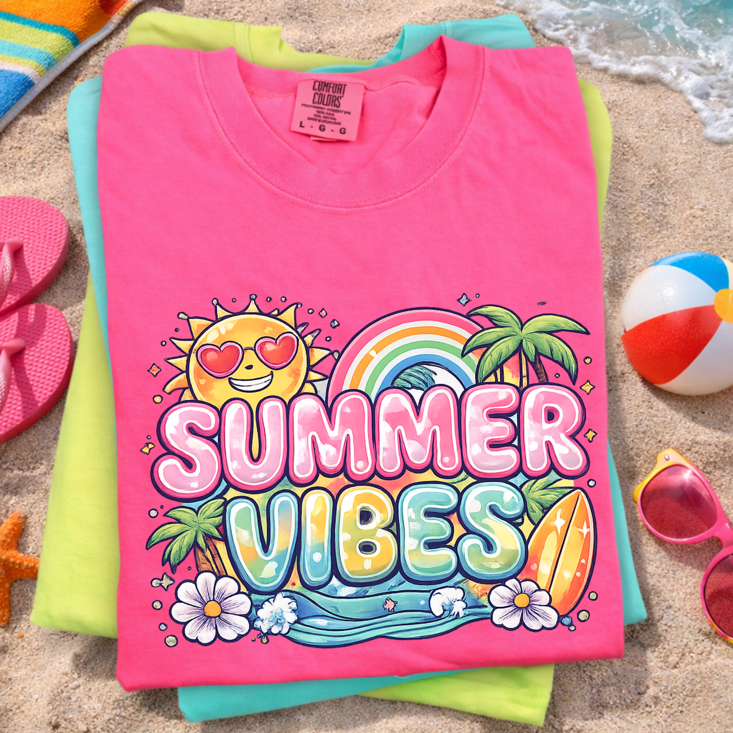 Summer Vibes Shirt, Cute Summer Graphic Tee, Beach Vacation Shirt, Tropical Summer Shirt, Sunshine Shirt, Trendy Summer Outfit