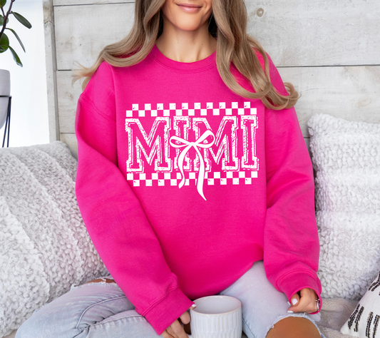 MIMI Pink Crewneck Sweatshirt with Bow - Cozy and Stylish Gift for Grandmothers