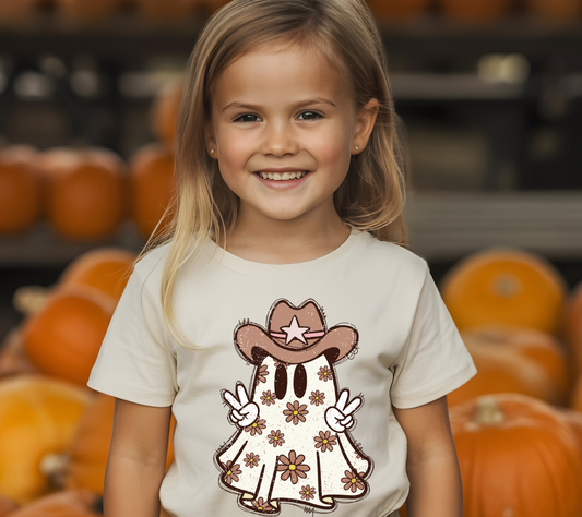 Youth/Toddler Yeehaw Ghost – Western Cowgirl Halloween Tee” 👻🤠🌼