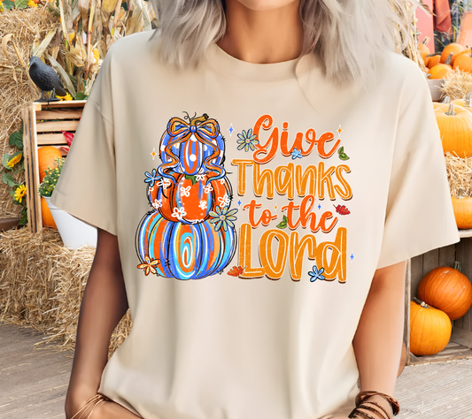Give Thanks to the Lord T-Shirt – Christian Fall Pumpkin Stack Tee, Faith Thanksgiving Shirt for Women, Inspirational Autumn Graphic Tee