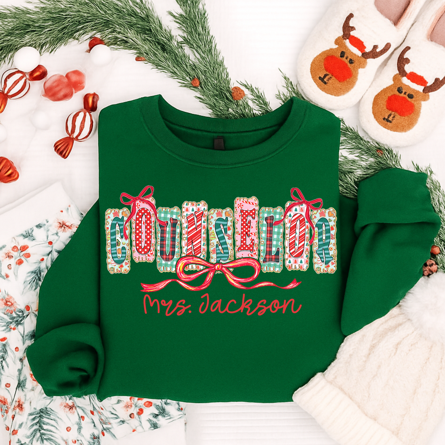 Personalized Christmas Counselor Shirt & Sweatshirt | Festive Holiday Design for School Counselors