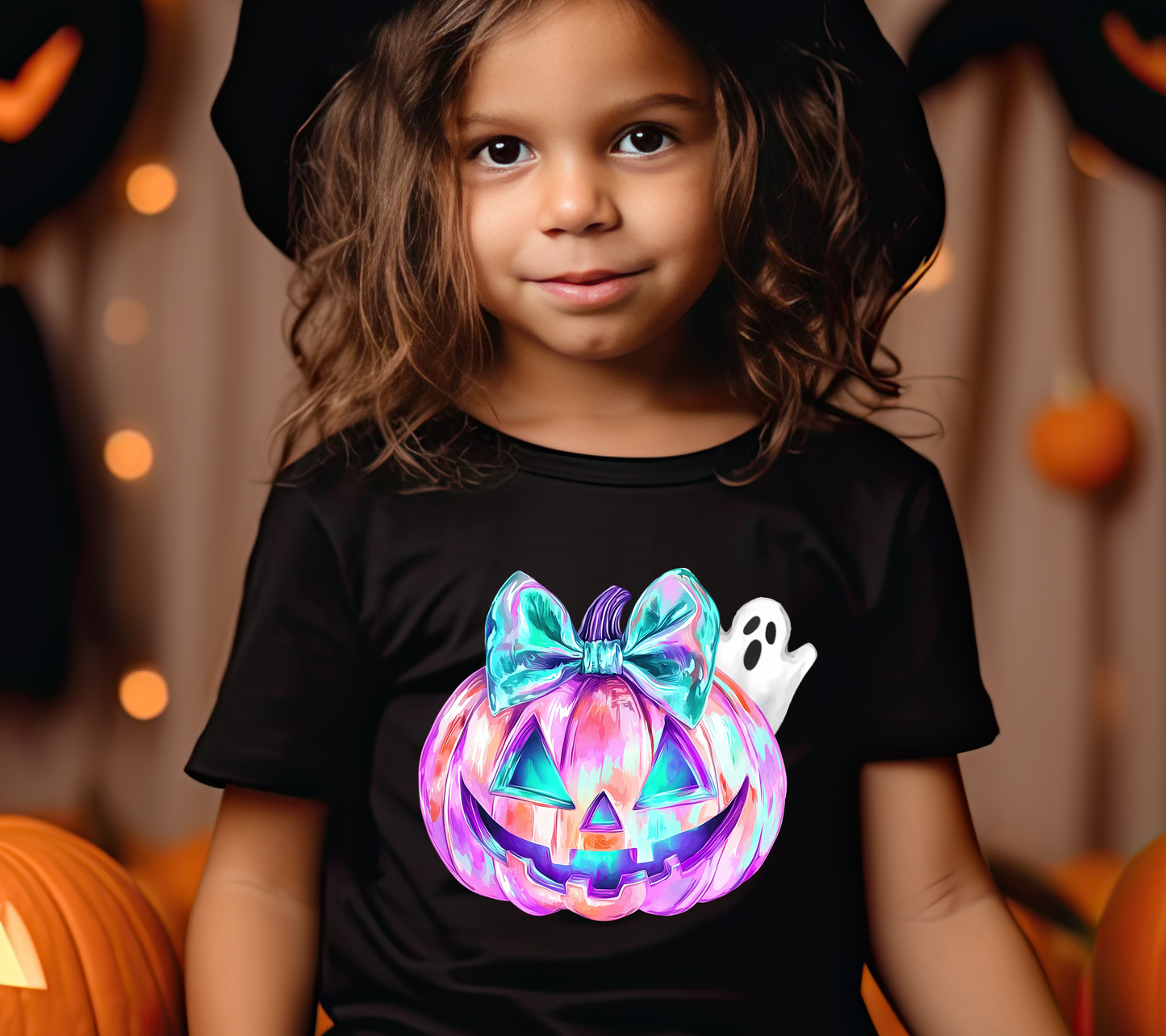 Youth/Toddler Neon Pumpkin Glow with Bow & Ghost Tee / Baby Bodysuit” 🎃👻✨🎀