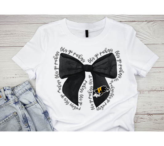 Adult Colquitt County Packers Let's Go Packers Black Bow T-Shirt