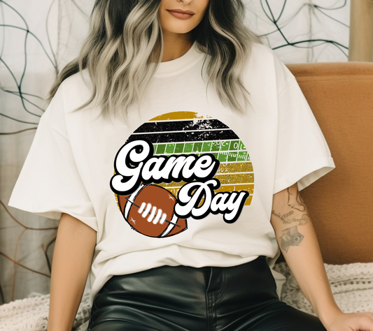 Adult Black and Gold Game Day Football  T-shirt