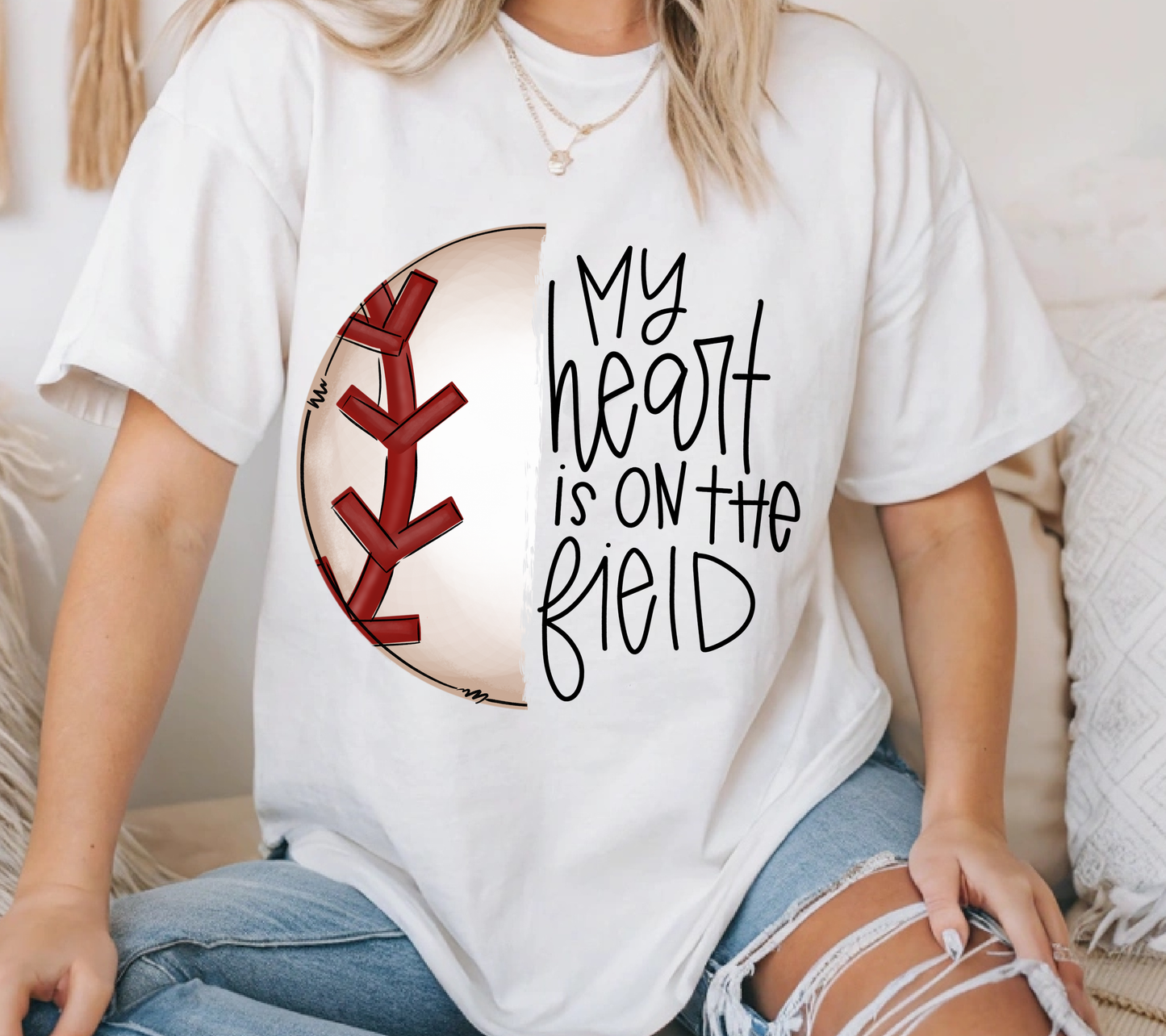 My Heart Is On The Field Baseball Shirt | Baseball Family Game Day Tee
