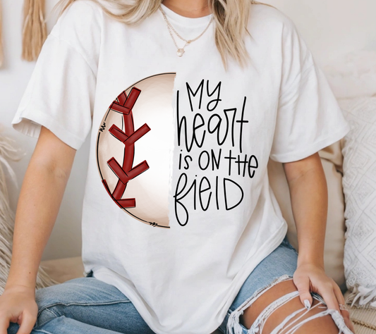 My Heart Is On The Field Baseball Shirt | Baseball Family Game Day Tee