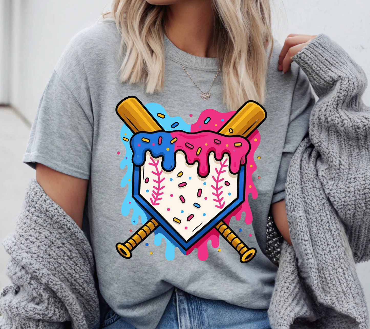 Colorful DRIP Baseball Heart Graphic Tee | Fun Game Day Baseball Shirt