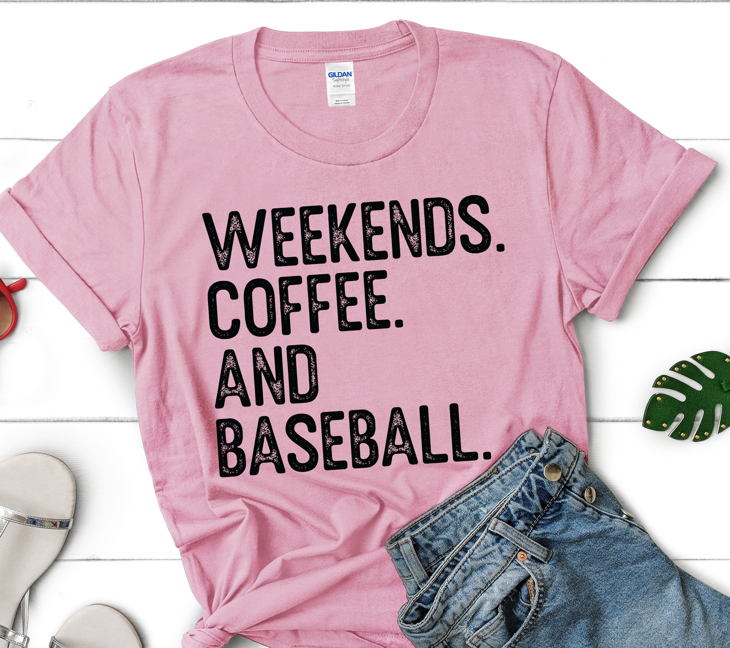 Weekends Coffee and Baseball Shirt | Baseball Mom Tee | Game Day Baseball Fan Shirt (black ink)