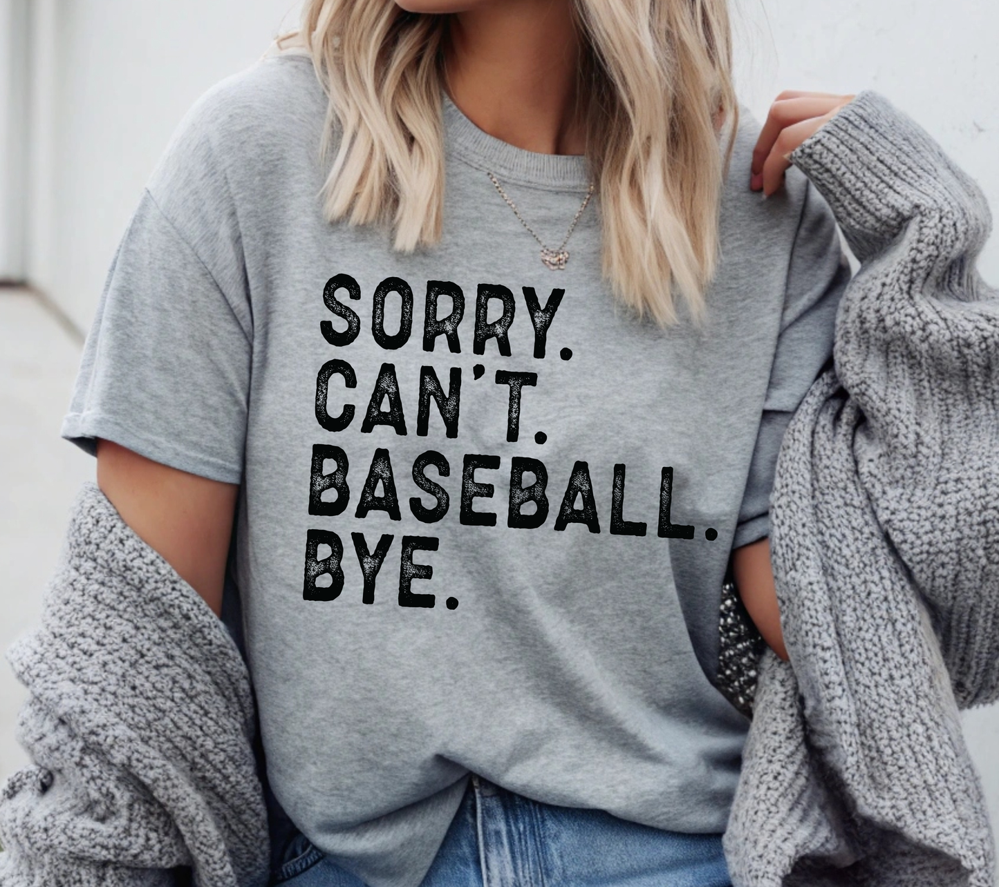 Sorry Can’t Baseball Bye Shirt | Baseball Mom Tee | Game Day Baseball Fan Shirt (black ink)
