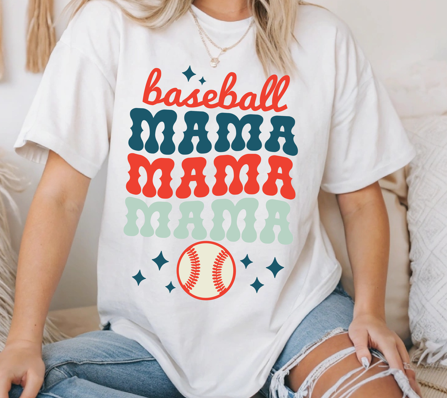 Retro Baseball Mama Graphic Tee | Game Day Baseball Mom Shirt