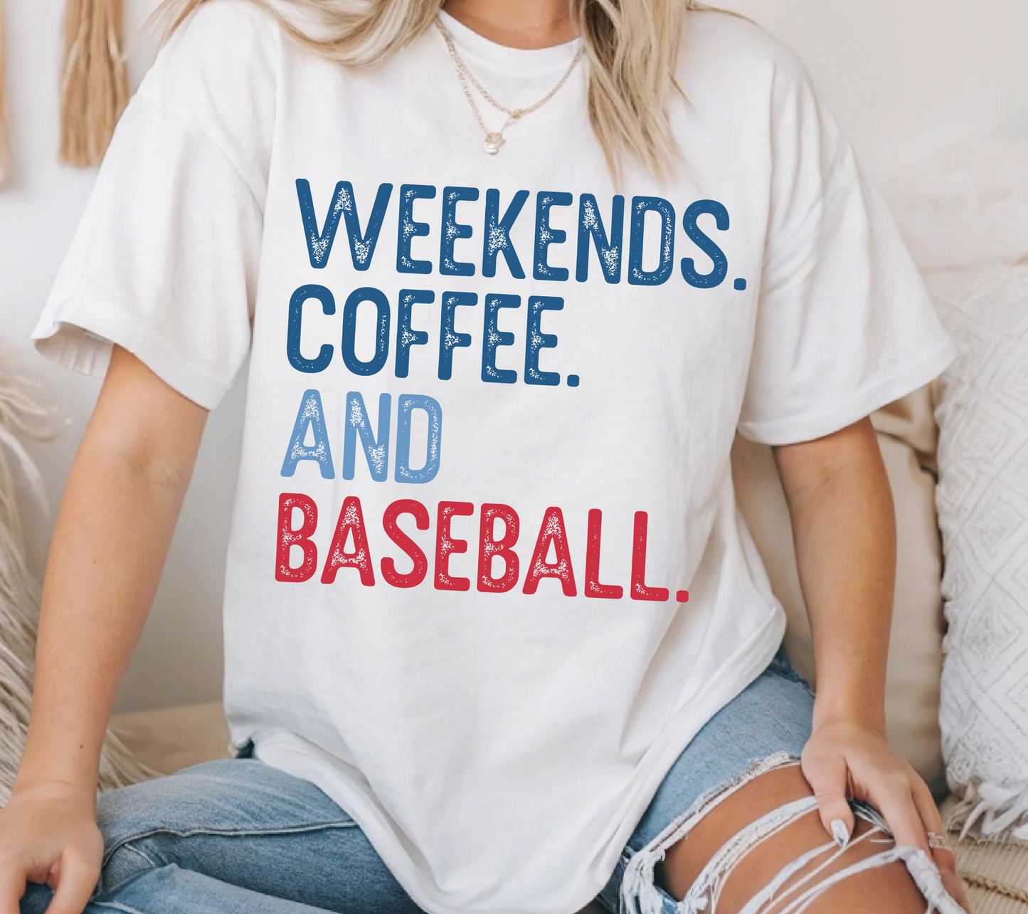 Weekends Coffee and Baseball Shirt | Baseball Mom Tee | Game Day Baseball Fan Shirt (color ink)