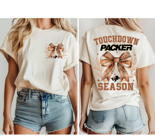 Adult Colquitt County Packers Football Touchdown Season Bow T-Shirt