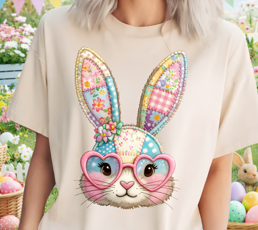 Easter 2 - Patchwork Easter Bunny Floral Bunny Shirt
