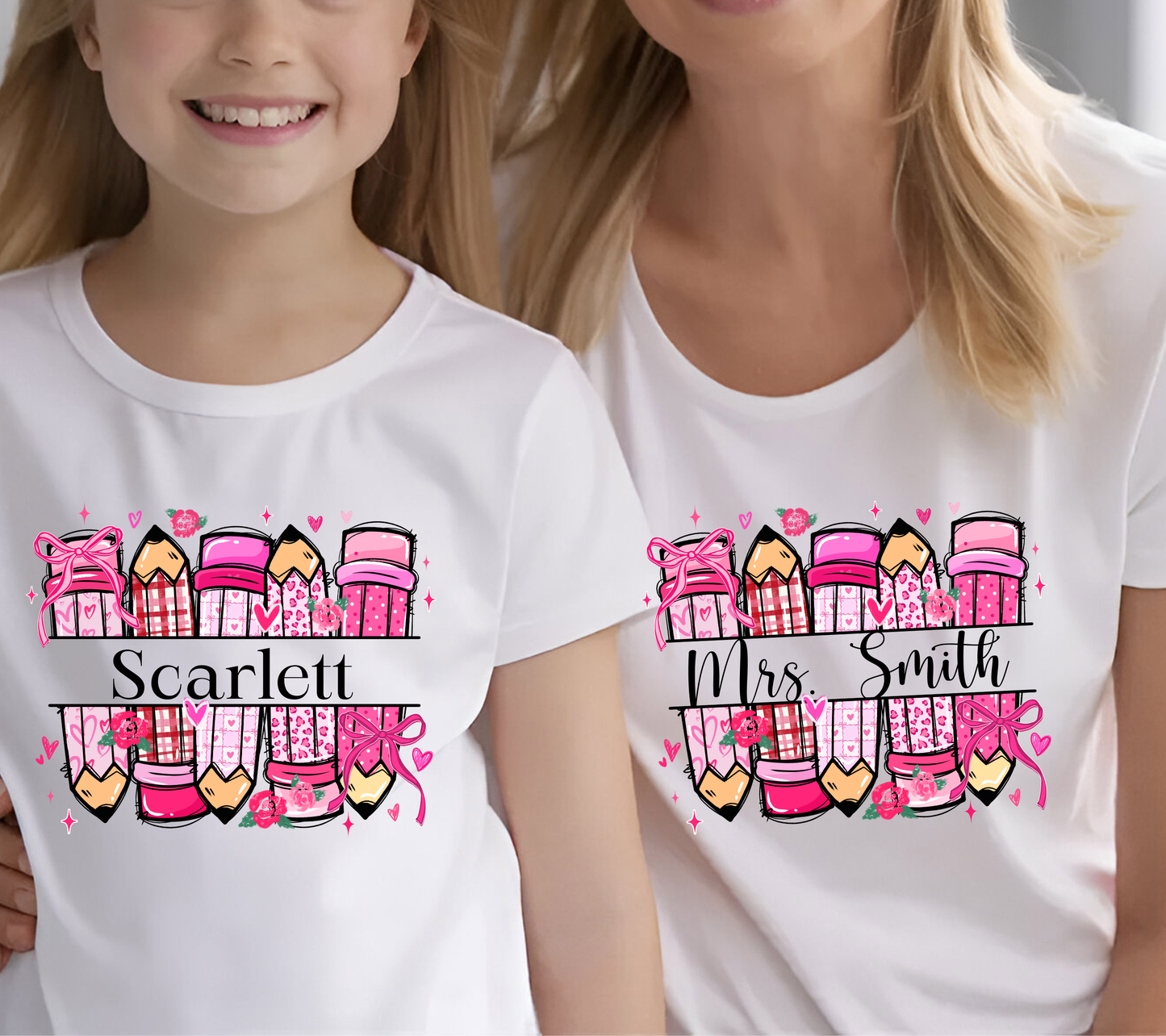 Personalized Valentine Pencil Shirt – Kids & Adult Valentine’s Day Teacher Shirt | Short & Long Sleeve Love Tee