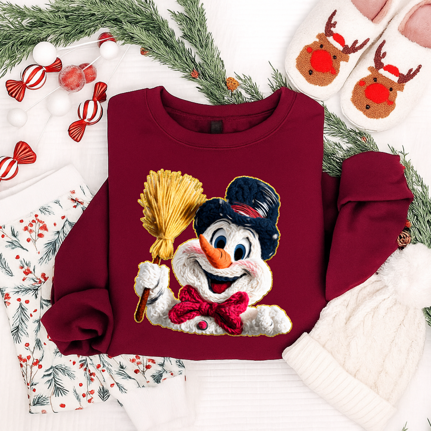 🎩 Frosty Smiles Snowman Christmas Sweatshirt | Festive Holiday Shirt for Kids & Adults