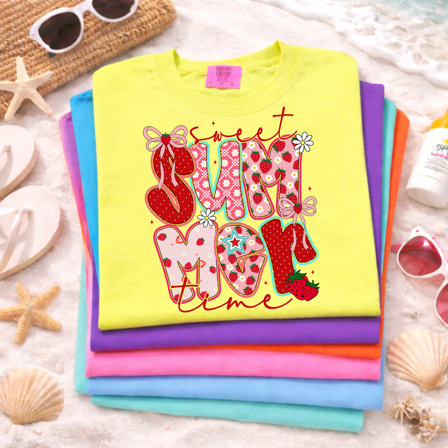 Sweet Summer Time Strawberry Shirt, Cute Summer Graphic Tee, Strawberry Aesthetic Shirt, Trendy Summer Outfit, Bright Summer Shirt, Vacation Tee