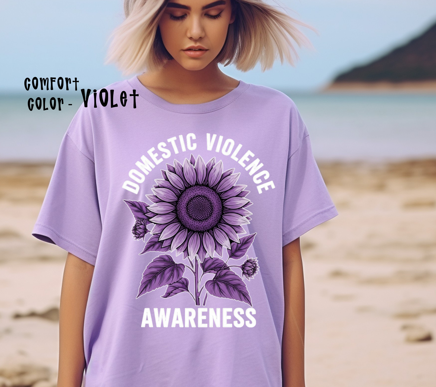 Purple Sunflower Domestic Violence Awareness T-Shirt | Support, Strength & Hope Tee
