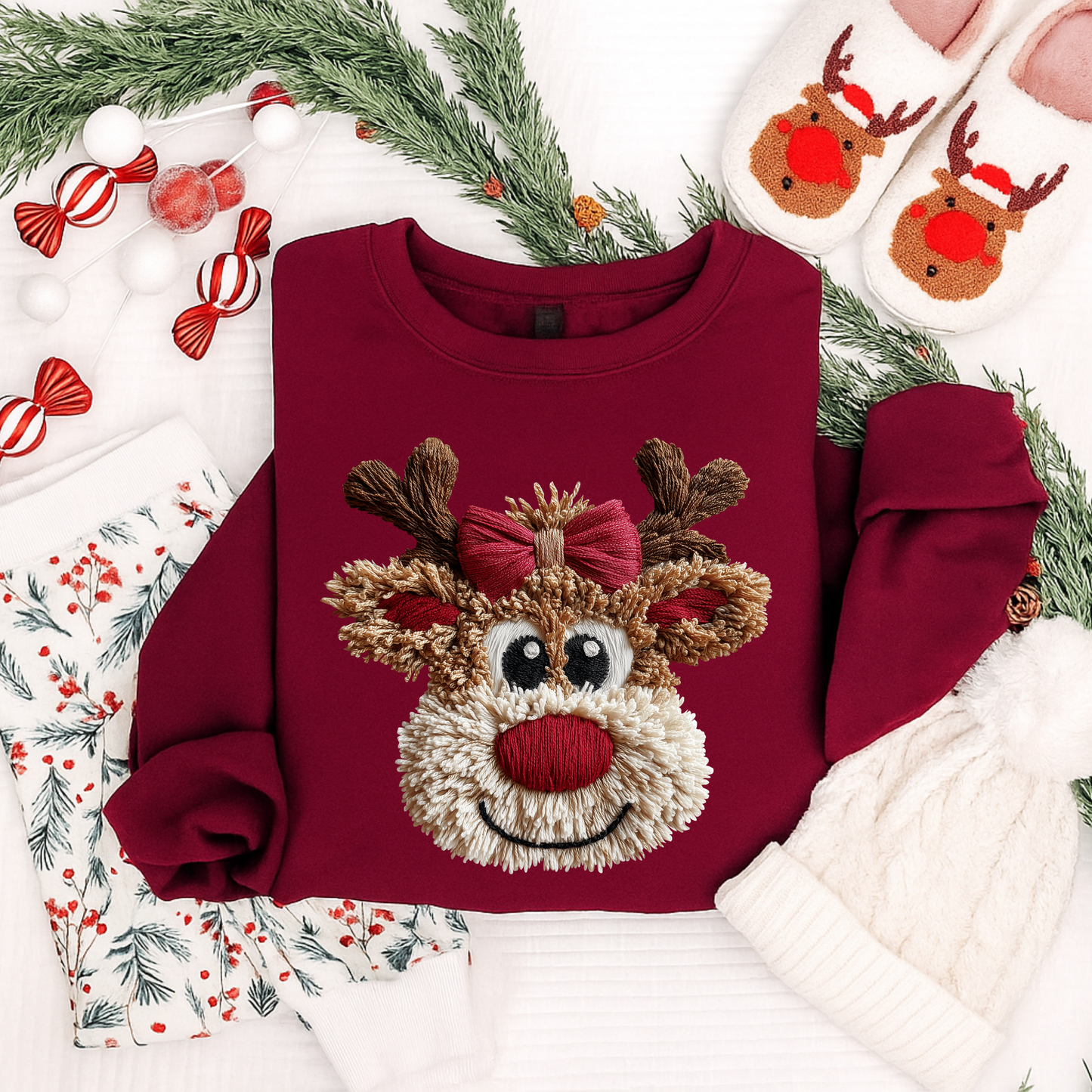 🦌 Rudolph’s Sweet Sister Christmas Sweatshirt | Cute Reindeer Holiday Shirt for Kids & Adults