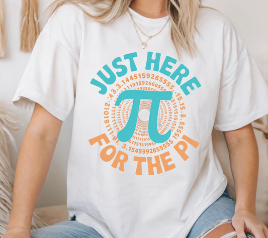 Just Here for the Pi Shirt Just Here for the Pi Shirt – Funny Pi Day Math Shirt, Math Teacher Tee, STEM Nerd Shirt, Math Lover Graphic Tee, March 14 Pi Day Shirt