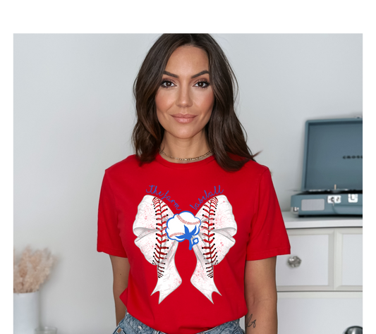 White Baseball Bow The Farm Baseball T-shirt