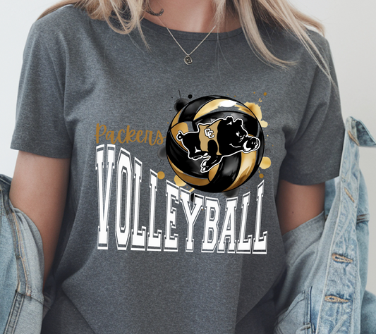 Packers Volleyball Shirt | Black & Gold Hog Mascot Team Spirit Tee (09)