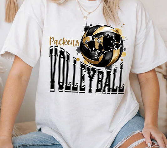 Packers Volleyball Shirt | Black & Gold Hog Mascot Team Spirit Tee (08)