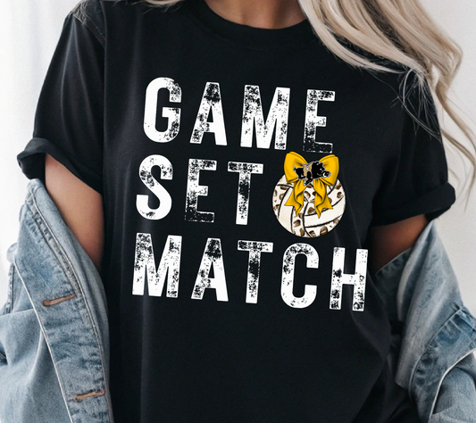 Packers Volleyball Game Set Match Volleyball Shirt | Leopard Print Ball with Yellow Bow (06 whiteink)