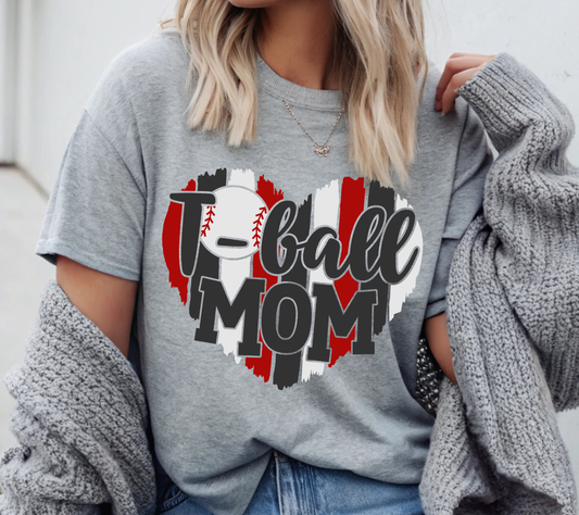 T-ball Mom Shirt | Baseball Mom Heart Tee | Game Day Teeball Mama Shirt | Youth Baseball Mom Graphic Tee
