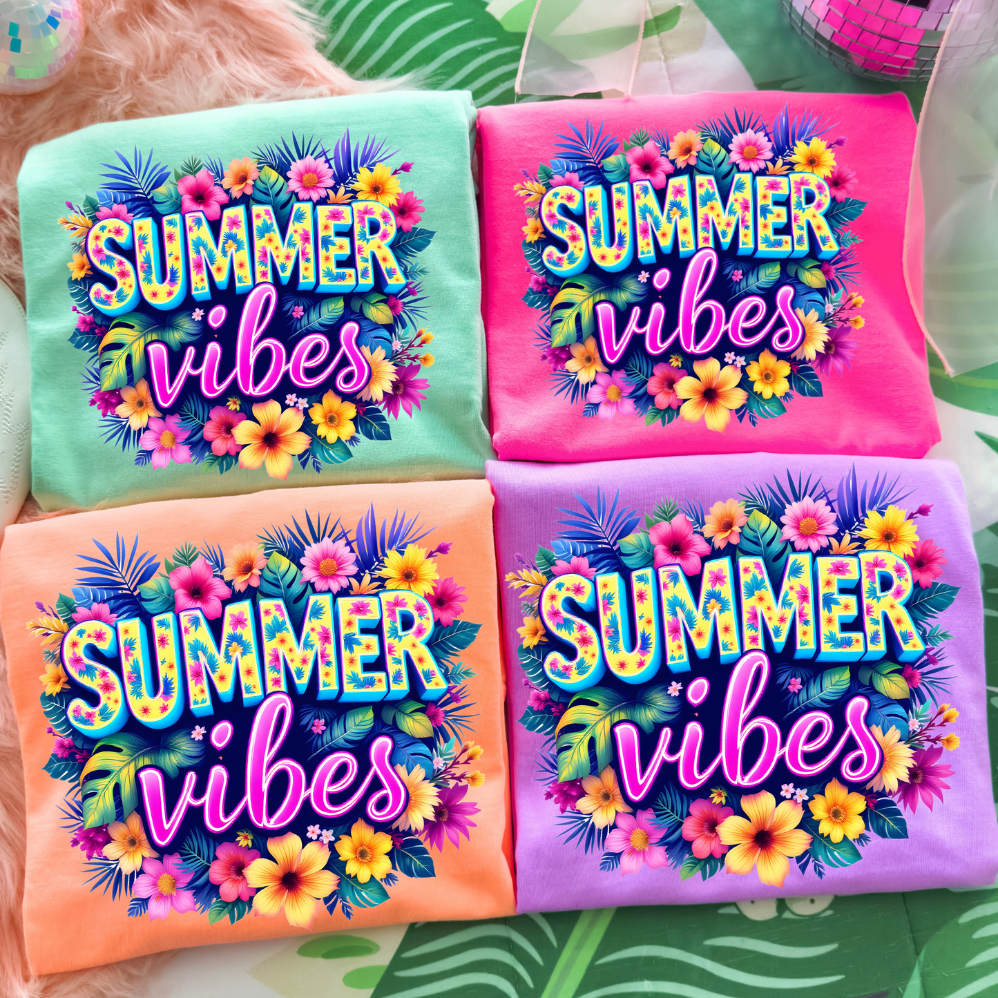 Summer Vibes Floral Shirt, Tropical Summer Shirt, Bright Summer Graphic Tee, Beach Vacation Shirt, Cute Summer Outfit, Colorful Flower Shirt