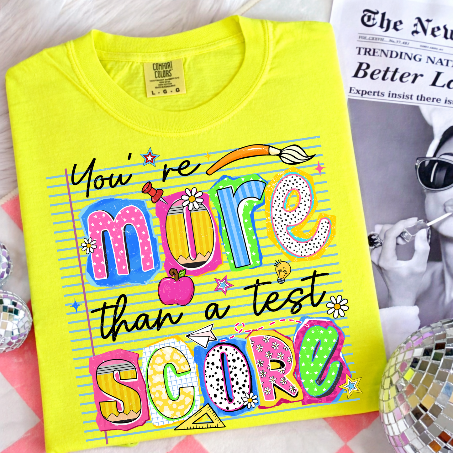 You’re More Than a Test Score Shirt | Teacher Shirt | Motivational School Tee | Testing Day Shirt | Kids & Adult Sizes | Back to School Tee (Black Ink)
