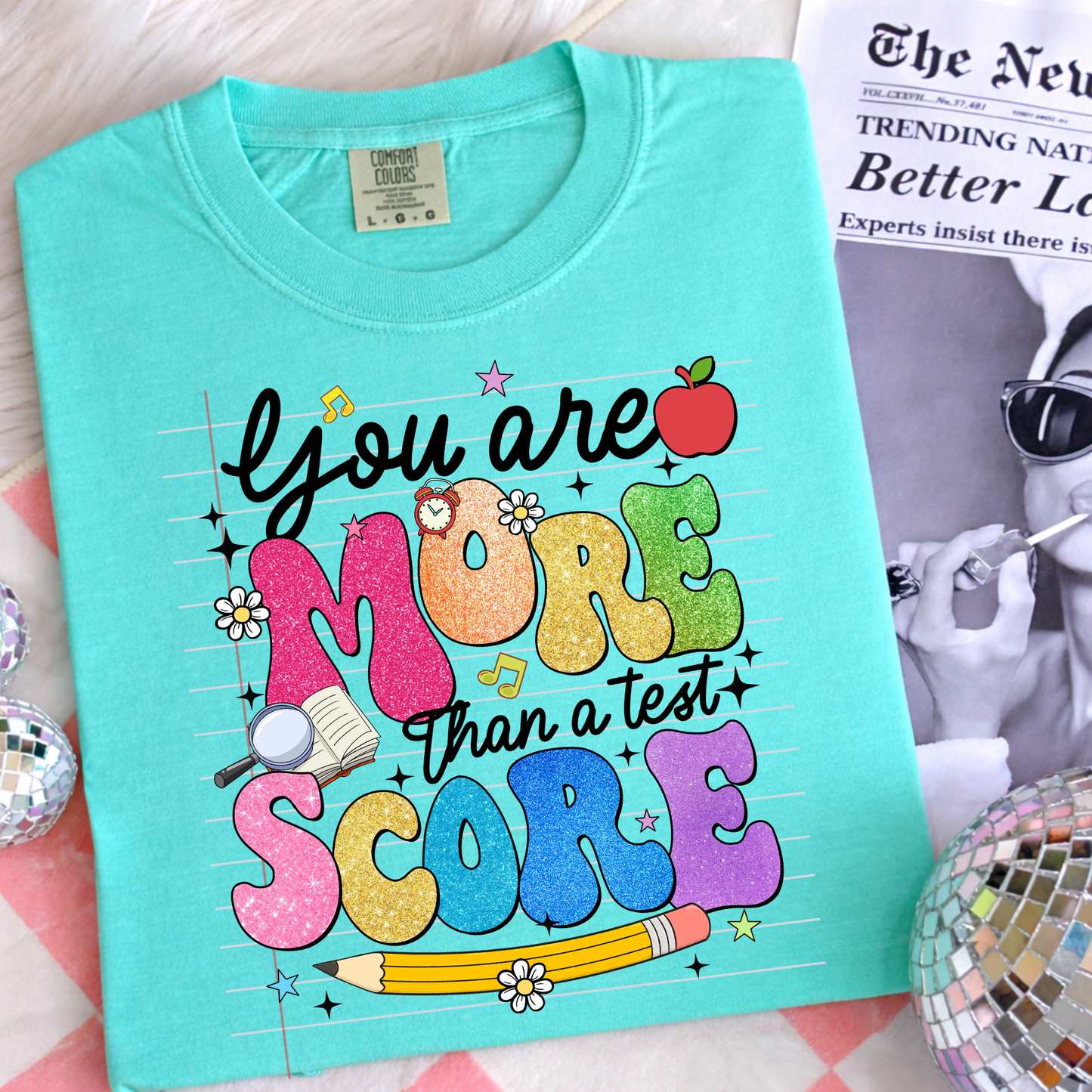 You Are More Than a Test Score Shirt | Glitter Teacher Shirt | Motivational School Tee | Testing Day Shirt | Kids & Adult Sizes | Back to School Tee