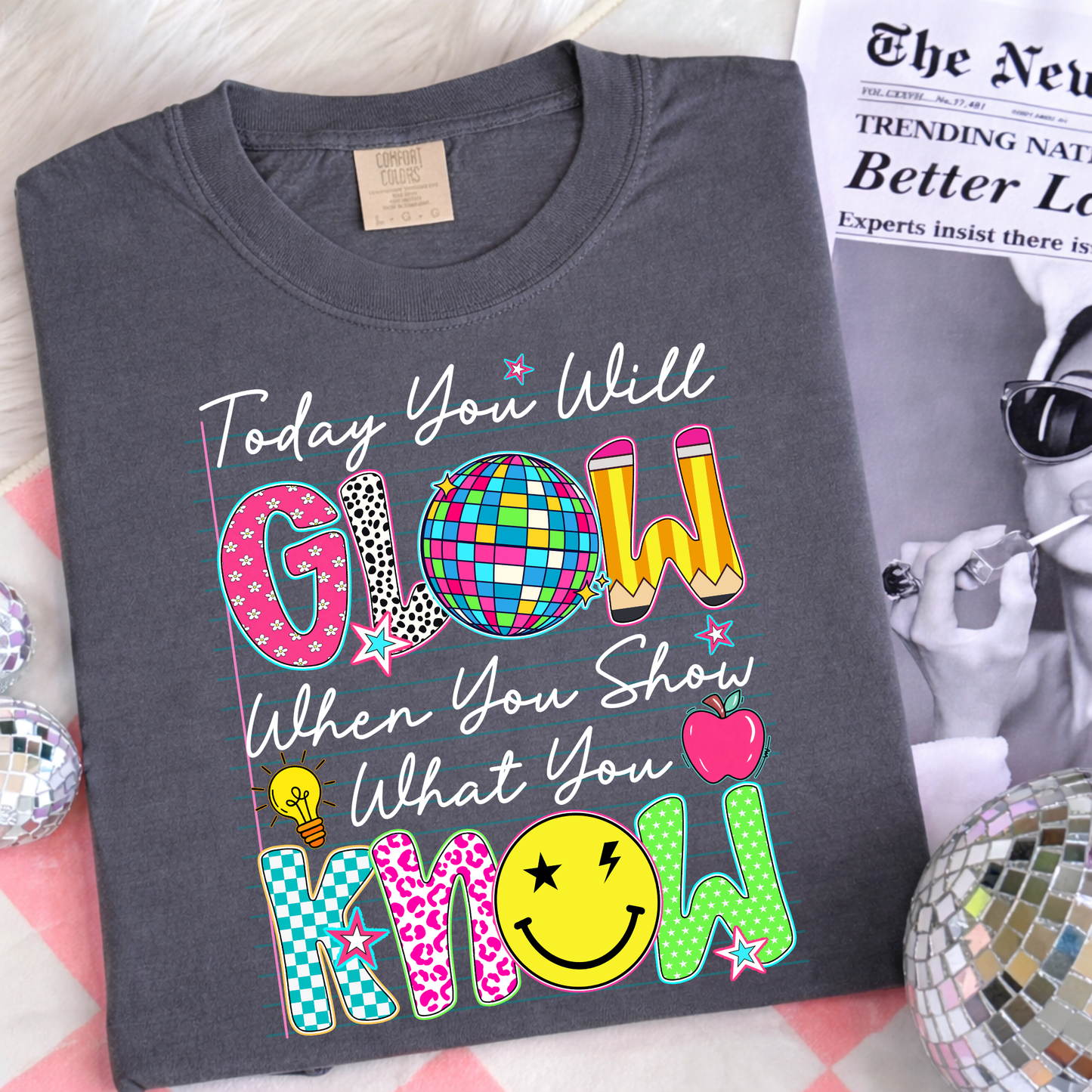 Testing Motivation Shirt for Students, Today You Will Glow Shirt, Standardized Testing Tee, School Testing Day Shirt, Kids & Adult Sizes