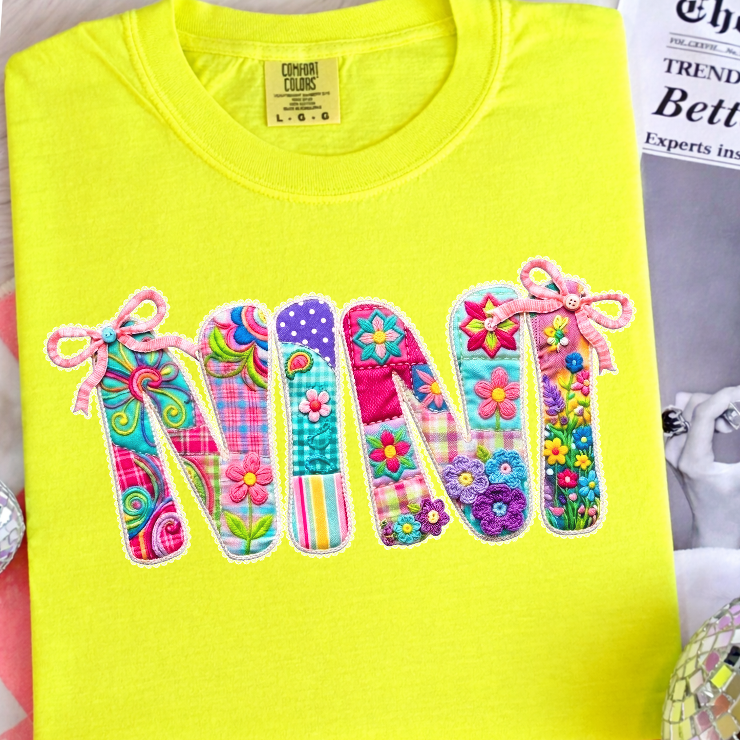 Mama Mimi Gigi Tini Shirt, Grandma Name Shirt, Cute Mom Shirt, Floral Patchwork Shirt, Mother’s Day Shirt, Trendy Mom Tee