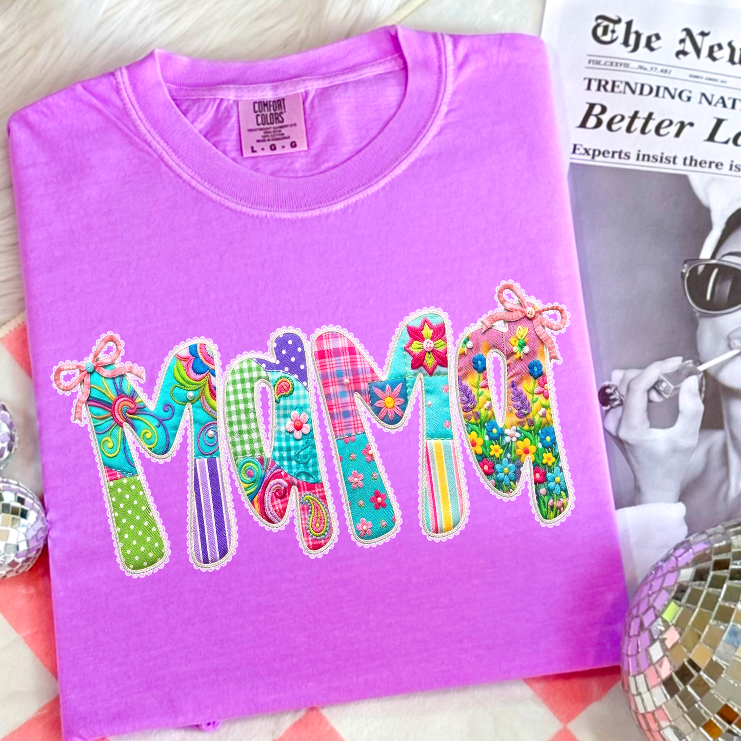 Mama Mimi Gigi Tini Shirt, Grandma Name Shirt, Cute Mom Shirt, Floral Patchwork Shirt, Mother’s Day Shirt, Trendy Mom Tee