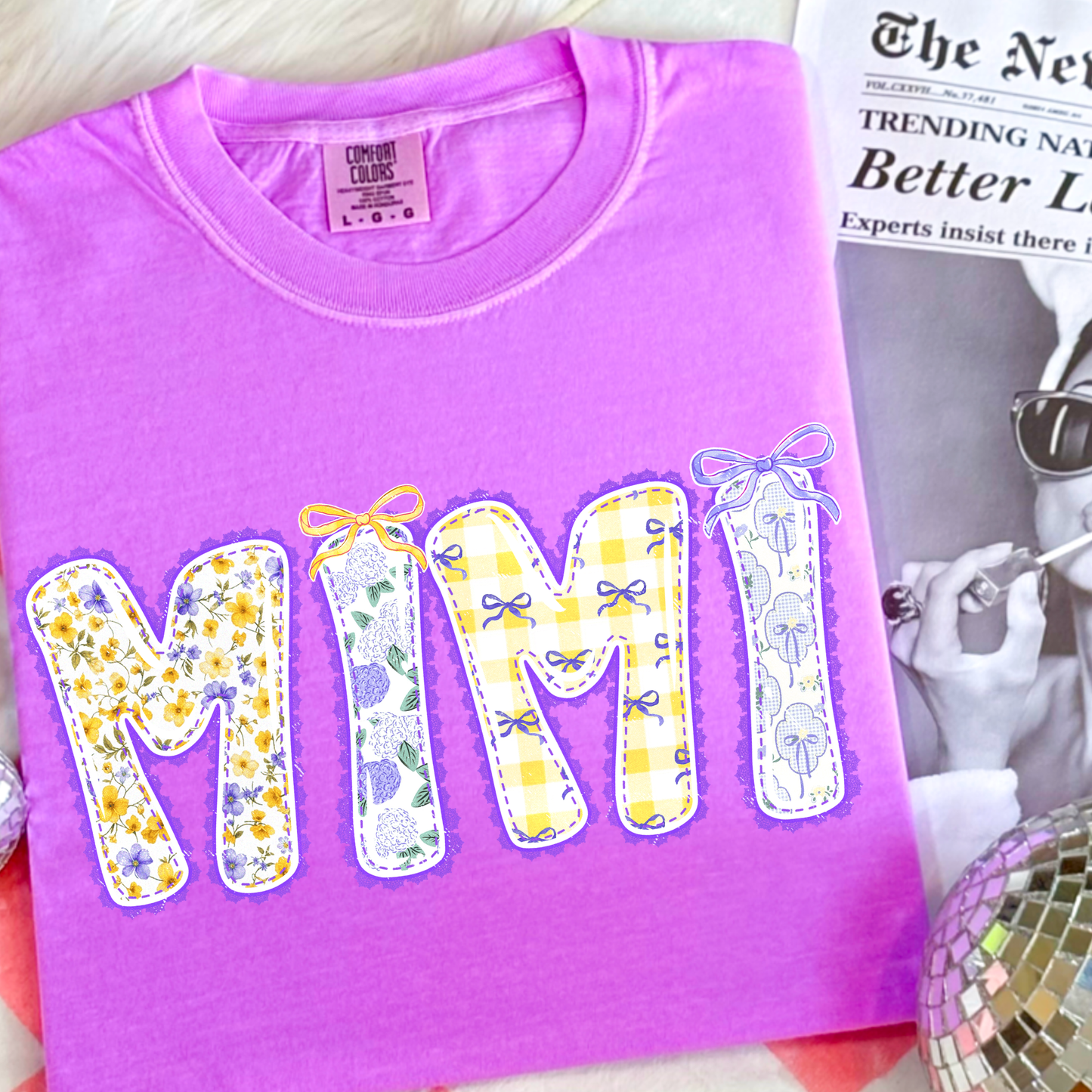 Coquette Mama Mimi Nana Gigi Shirt, Floral Patchwork Mom Shirt, Cute Grandma Shirt, Coquette Bow Shirt, Mother’s Day Shirt, Trendy Mama Tee