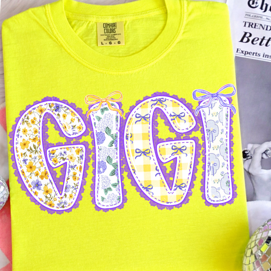 Coquette Mama Mimi Nana Gigi Shirt, Floral Patchwork Mom Shirt, Cute Grandma Shirt, Coquette Bow Shirt, Mother’s Day Shirt, Trendy Mama Tee