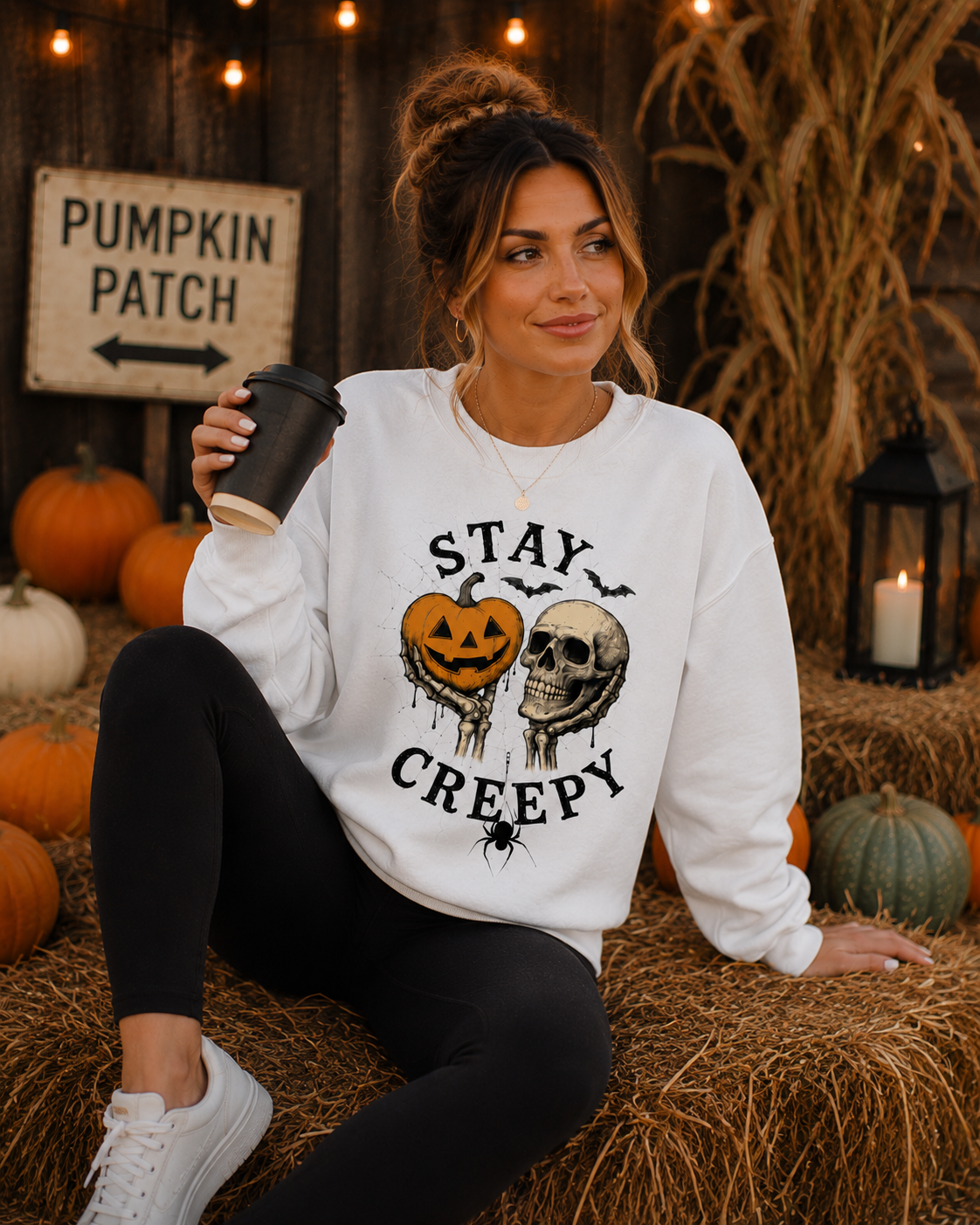 Stay Creepy Halloween Sweatshirt, Pumpkin Skull Sweatshirt, Spooky Season Crewneck, Fall Halloween Sweatshirt, Gothic Pumpkin Shirt, Cozy Autumn Pullover