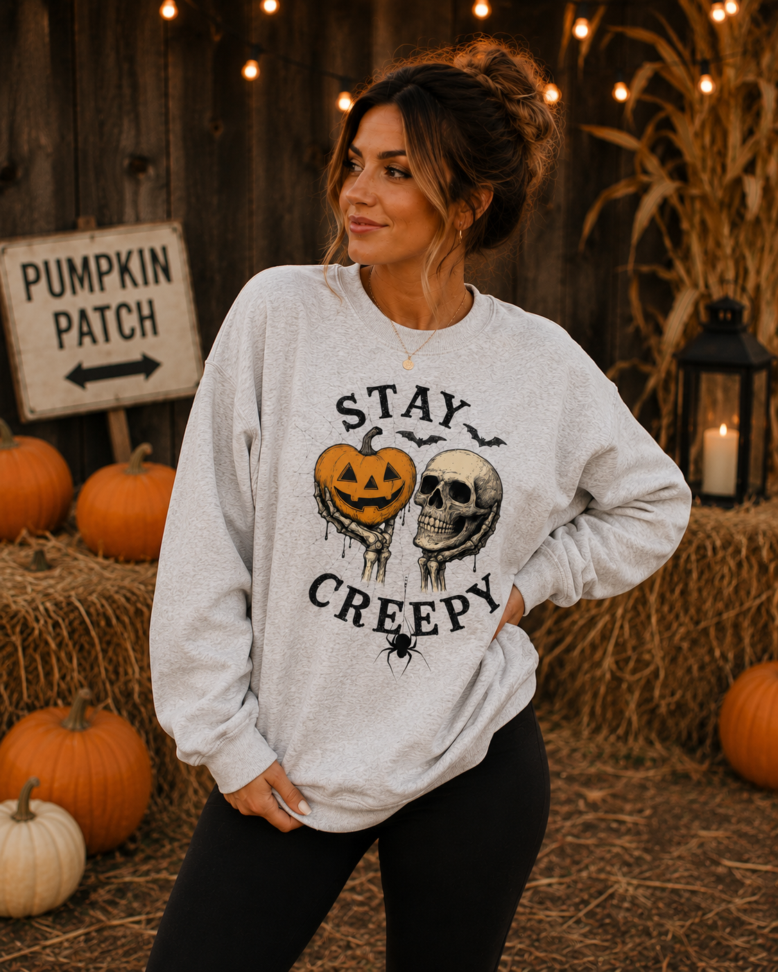 Stay Creepy Halloween Sweatshirt, Pumpkin Skull Sweatshirt, Spooky Season Crewneck, Fall Halloween Sweatshirt, Gothic Pumpkin Shirt, Cozy Autumn Pullover