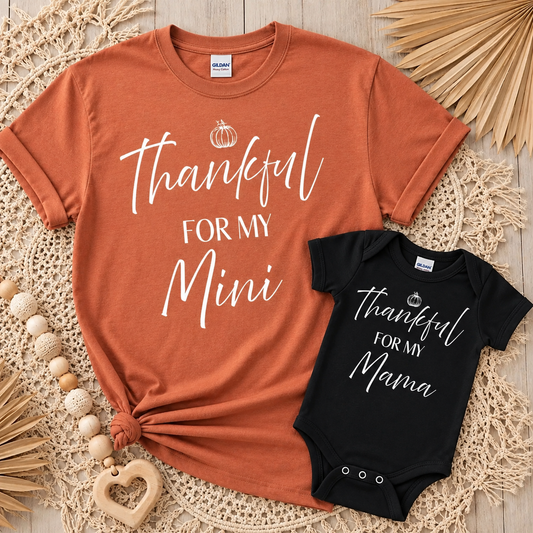 Thankful for My Mini & Thankful for My Mama Shirts – Matching Fall Mama and Baby Shirts/Bodysuit